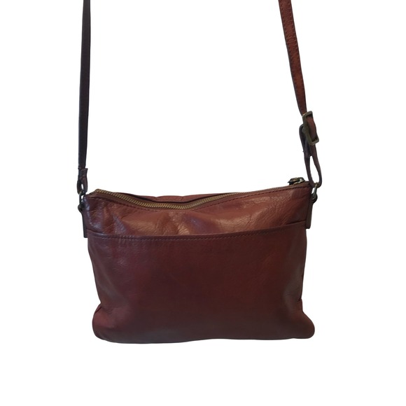Margot Brown Leather Crossbody Bag Zipper Pocket Adjustable Strap - Picture 6 of 16